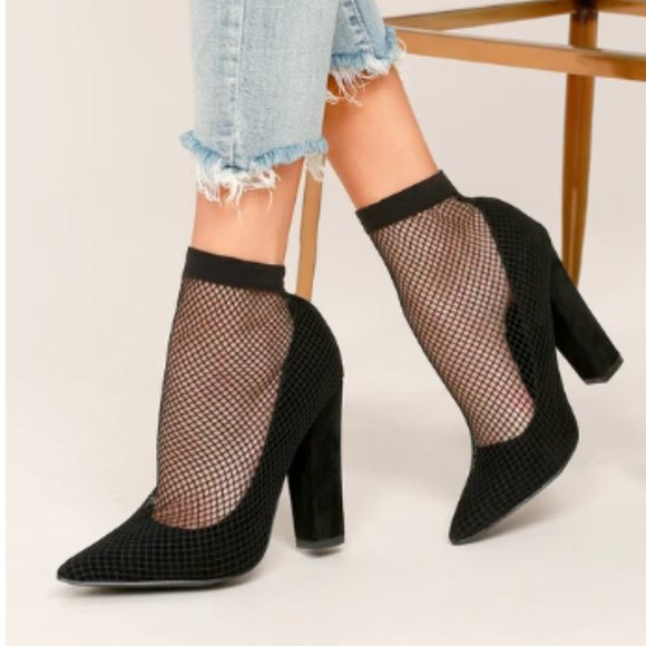 Lulus Shoes - Lulus Fishnet Block Heel